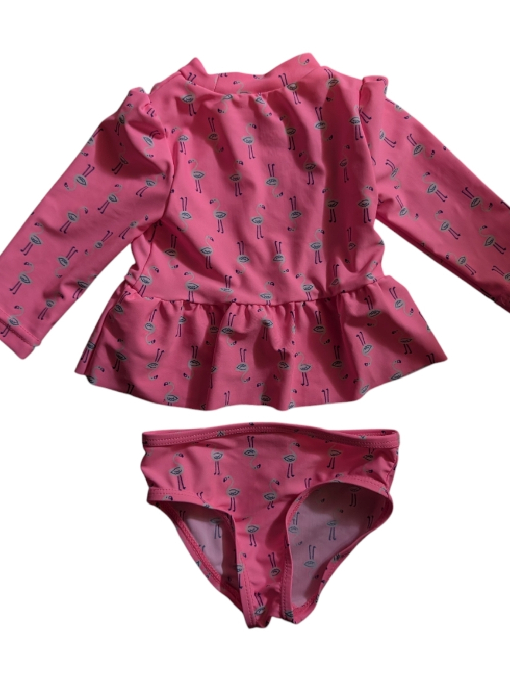 5/$25 Carters Pink Flamingo Ruffle Rash Guard Swim Set Size
